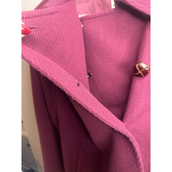 L.L.Bean Womens Burgundy Double-Breasted Wool Blend Peacoat Button Front Size SP - Picture 6 of 9